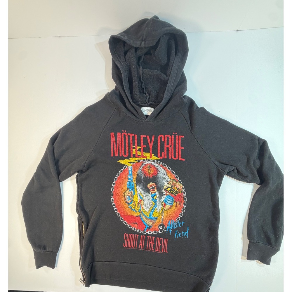 Lauren Moshi Motley Crue Shout At The Devil Tour Hoodie Black XS Side Zips